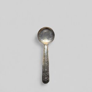 🍽️ {PRICE FIRM} Vintage 900 Silver Hand-Forged Floral Spoon — Artisan Silver